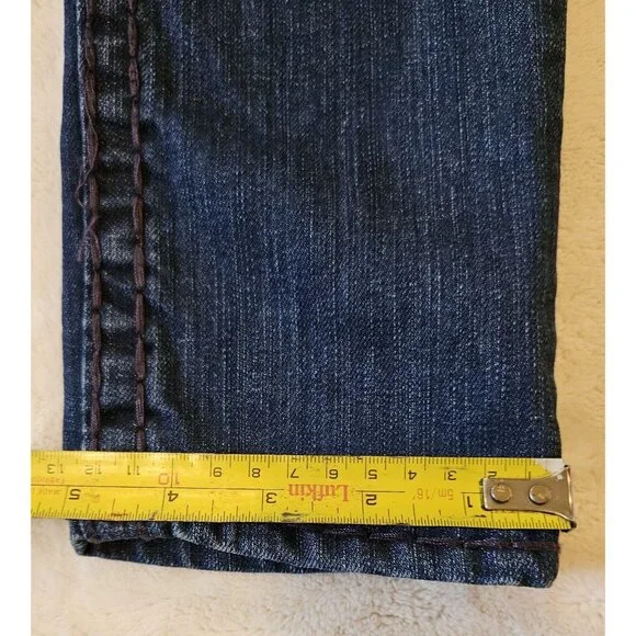 True Religion Julie Super T Jeans Womens 29 Dark Wash Thick Purple Stitch Y2K - Picture 10 of 15